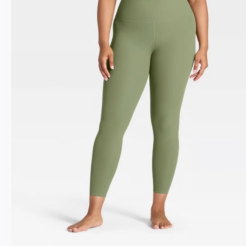 NWT All in Motion Women's Everyday Soft Ribbed High Rise Leggings- Olive XXL